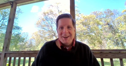 Pastor Glenn giving a "Back Porch" message online